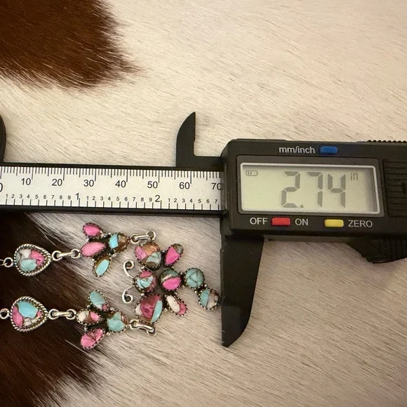 ❤️ Cotton Candy Kingman Turquoise Dragonfly Navajo Style Sterling 925 Necklace - Picture 11 of 11